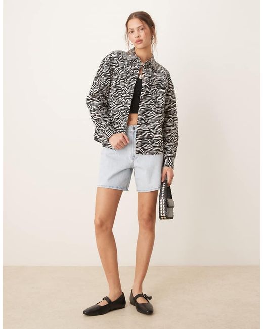 Jdy Shacket Van Katoen Met Zebraprint in het Gray