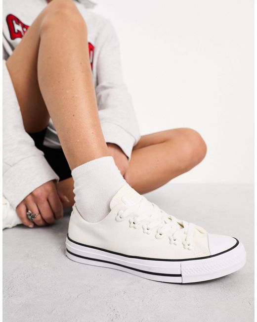 Converse White Chuck Taylor All Star Ox Sneakers With Star Gem