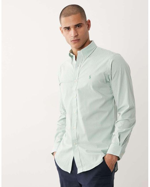 Polo Ralph Lauren Gray Icon Logo Striped Shirt for men
