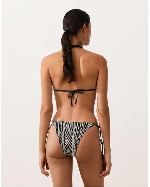 Oysho Black Crochet Triangle Bikini Top