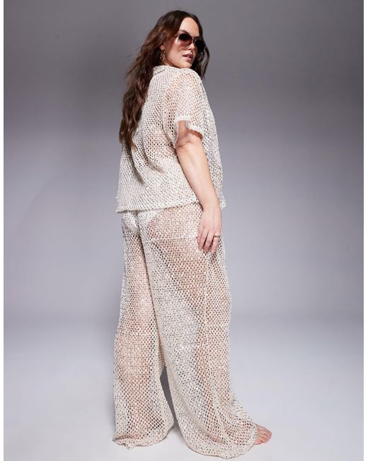 South Beach Gray Crochet Beach Pants