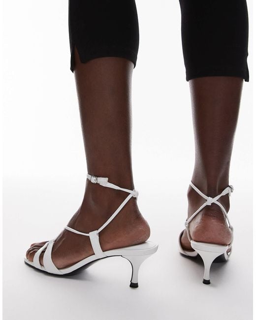 Mango White Strappy Kitten Heel