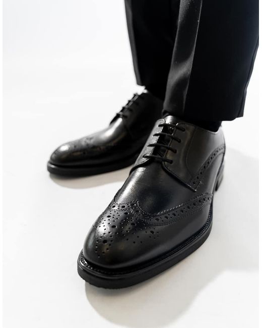 Base London Black Pocket Brogue Shoe for men