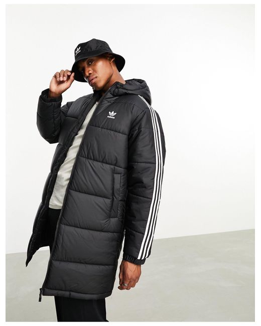 adidas Originals – lange steppjacke in Schwarz für Herren | Lyst DE