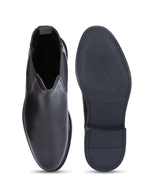 OFF THE HOOK Black Torrance Leather Slip-On Chelsea Boots for men