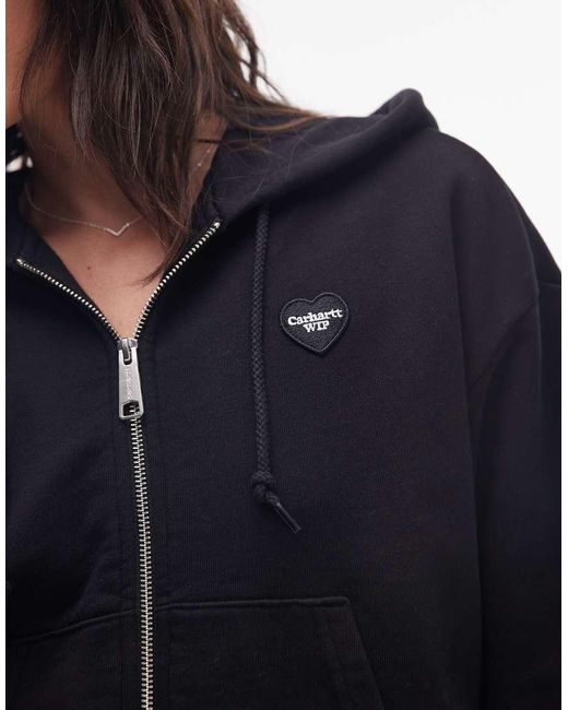 Sudadera Negra Con Capucha, Cremallera Y Estampado "Heart Ii Hartt" En La Espalda De Carhartt de color Black