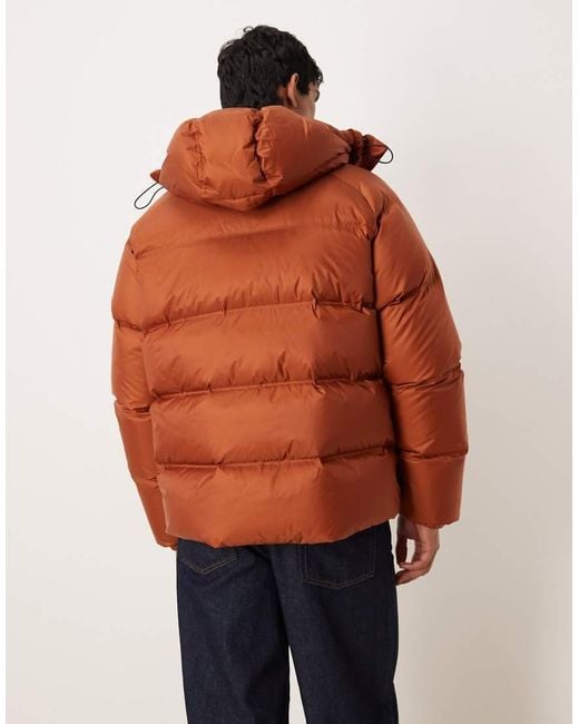 ARKET Orange Sporty Down Jacket With Hood for men