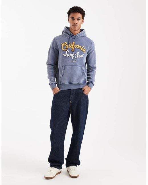 Hollister Blue Laguna Surf Front Graphic Hoodie for men
