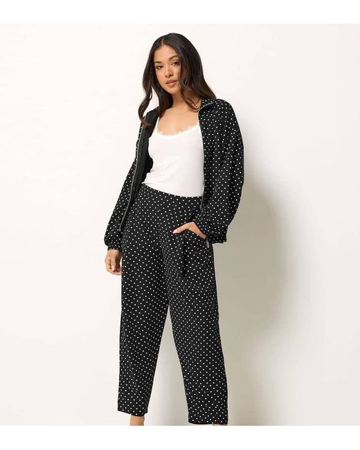 PixieGirl Black Petite Polka Dot Barrel Leg Trousers