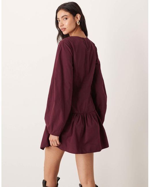 ASOS Red Cocoon Sleeve Drop Waist Mini Dress