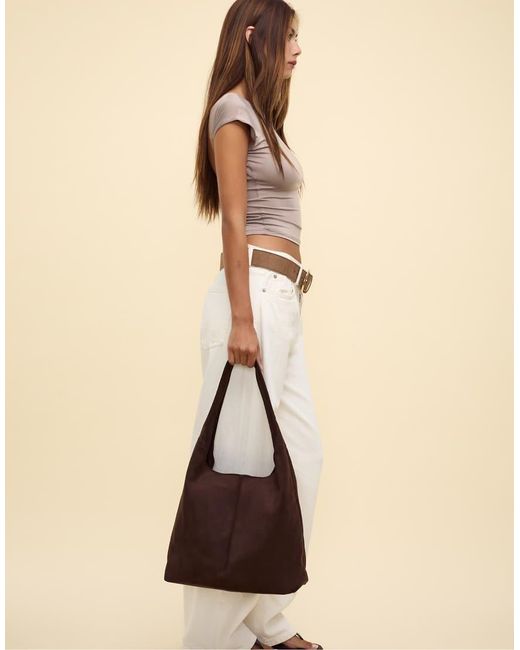 Stradivarius White Faux Suede Shoulder Bag