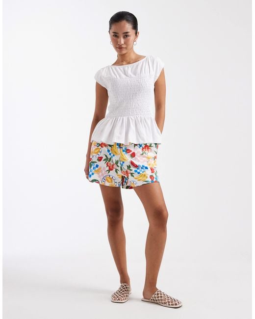 Threadbare White Jersey Pull On Shorts With Drawstring