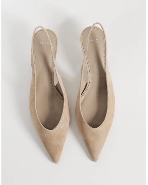Mango White Slingback mit absatz aus leder