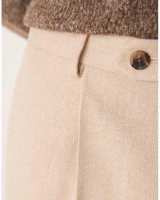 Pantalones De Vestir De Pernera Ancha Con Pinzas Y Patrón De Espiga De Tejido Con Lana De -Beis Neutro ASOS de hombre de color Natural