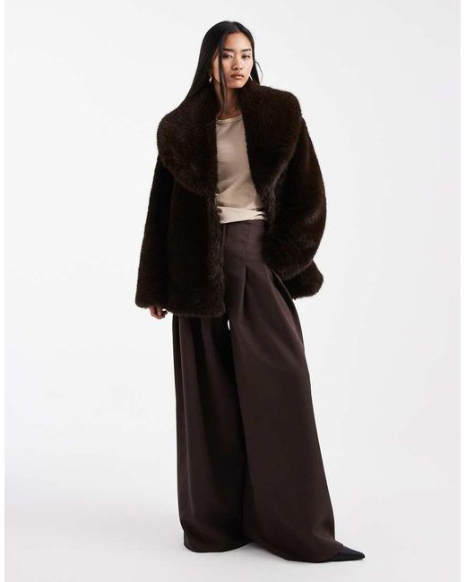 4th & Reckless Black Faux Fur Oversized Collar Jacket