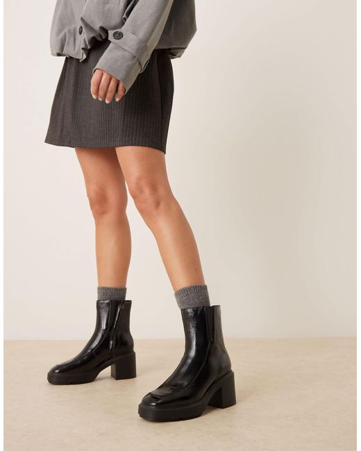 Calvin Klein Black 100% Leather Block Heel Ankle Boots
