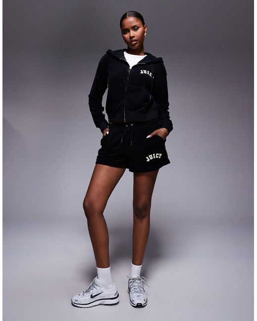 Juicy Couture Black Nala Collegate Oversized Cropped Hoodie