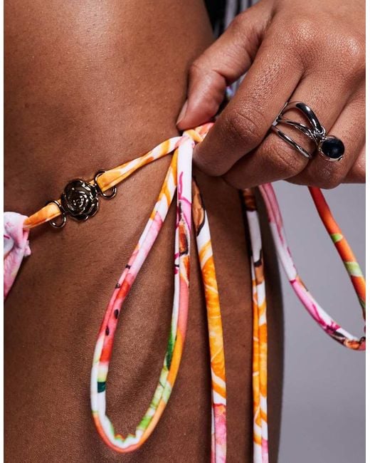 Candypants Multicolor Fruit Print Tieside Bikini Bottom