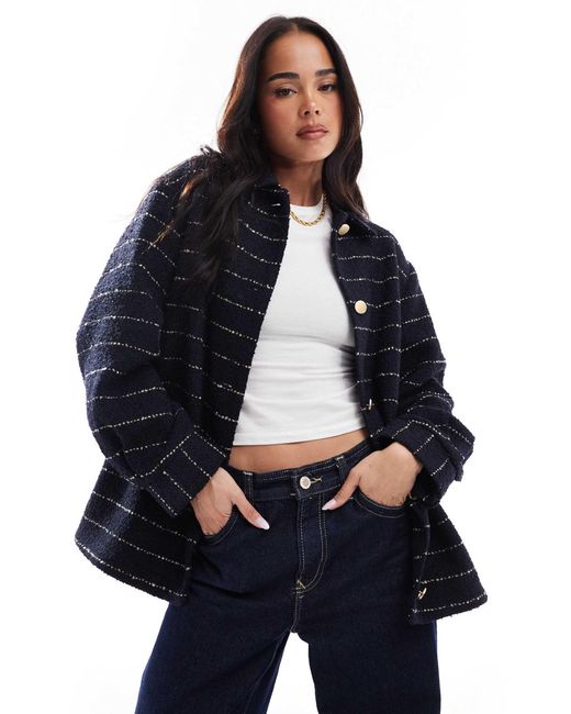 Veste élégante en bouclé rayé ASOS en coloris Blue