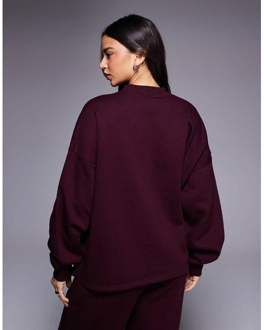 Kaiia Purple Cotton-rich Oversized Button-up Henley Sweatshirt
