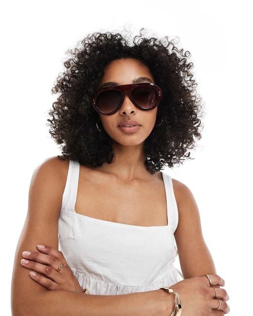 ASOS Brown Chunky Aviator Sunglasses