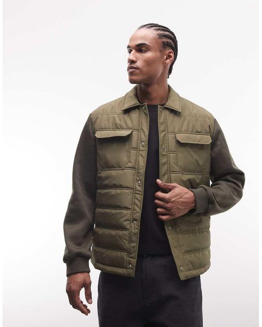 ASOS Green Regular Quilted Liner Jacket for men