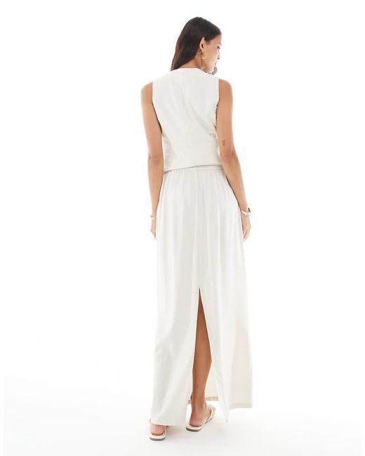 Minifalda De Sastre Larga Color Crema De (Parte De Un Conjunto)-Blanco Vero Moda de color White