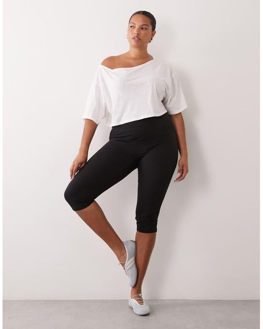 4505 White Curve Quick Dry Cotton Slub Texture Off The Shoulder Crop T-shirt