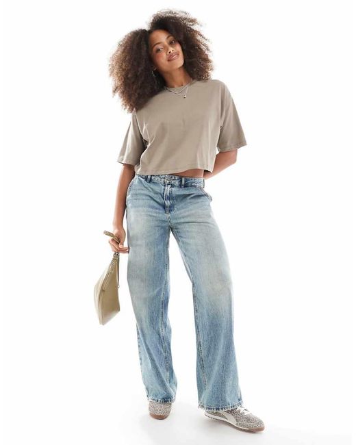JJXX Brown Oversize Crop Tee