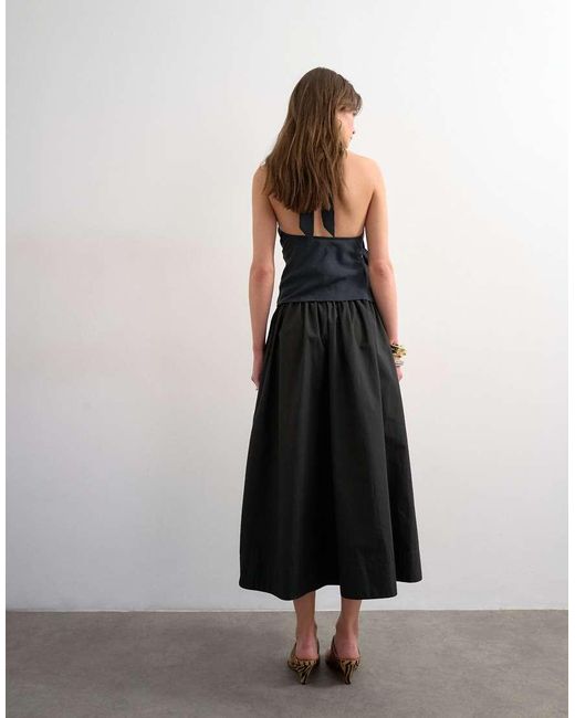 TOPSHOP Black Drop Waist Saloon Maxi Skirt