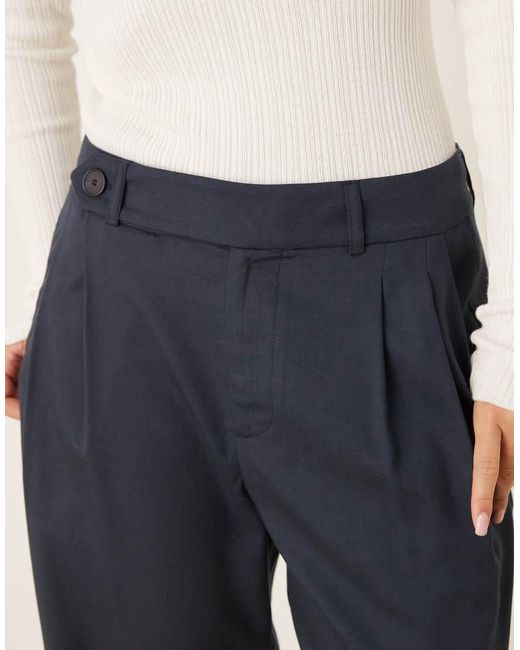ASOS Blue Tailored Low Rise Relaxed Straight Leg Pants