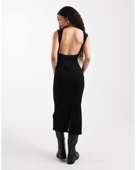 Noisy May Ruche Detail Less Midi Dress in Black | Lyst Noisy May Ruche Detail Less Midi Dress in Black | Lyst