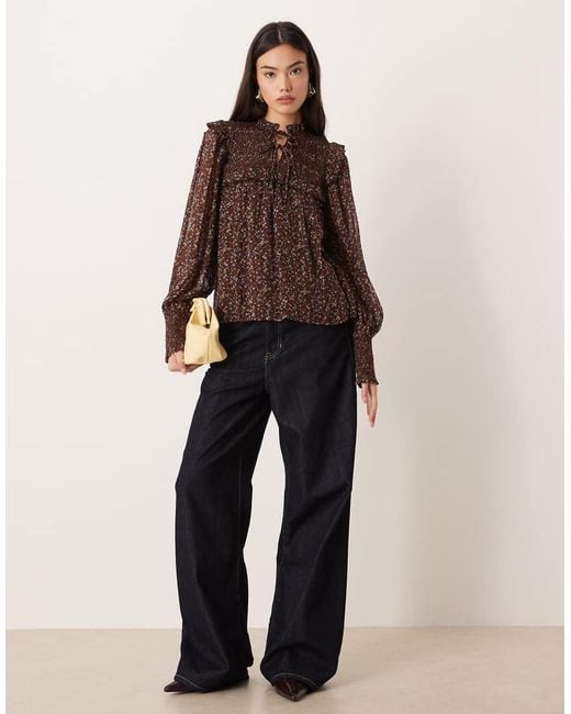 Nobody's Child Brown Joan Shirred Blouse