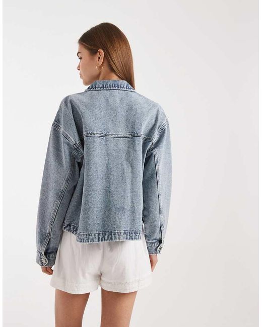 Vero Moda Blue Denim Shacket With Front Pockets