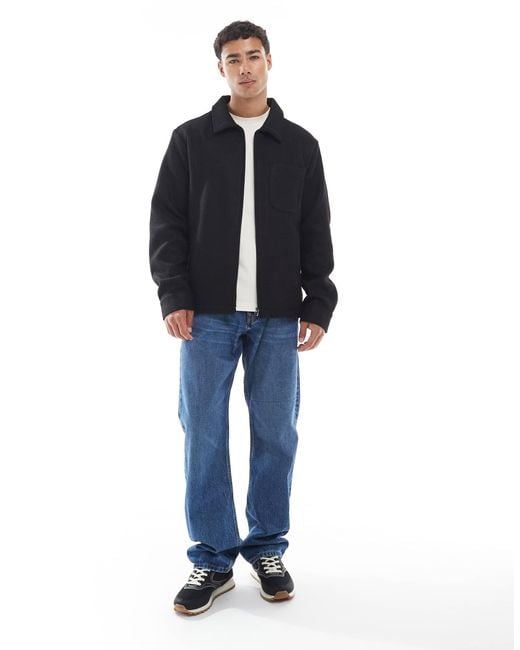 Jack & Jones Blue Faux Wool Shacket for men