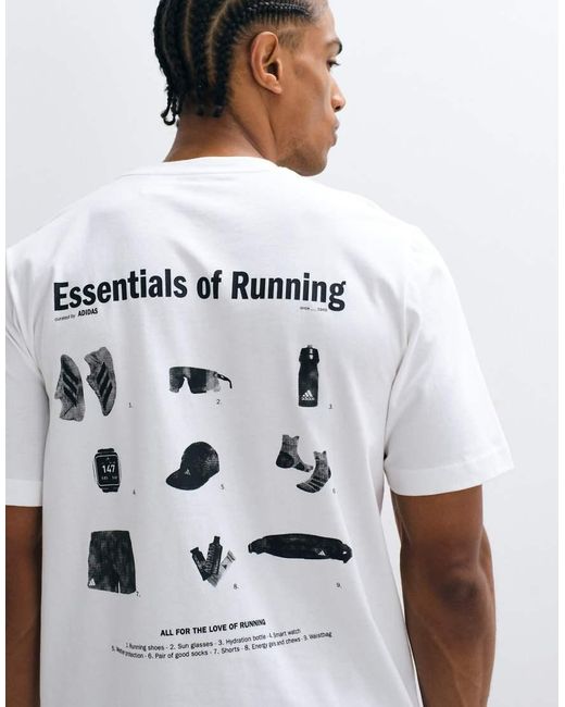 Adidas Originals White Adidas Running T-shirt With Back Print for men