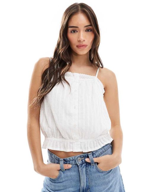 Pieces White Sleeveless Boho Cami Top