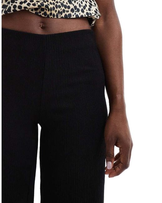 Bershka Black Crinkle Flared Trousers Co-Ord