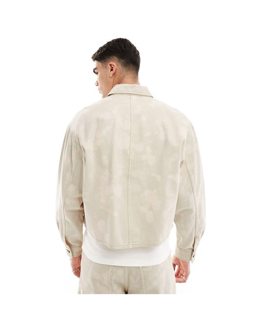 ASOS White Co-ord Cropped Boxy Harrington Jacket for men