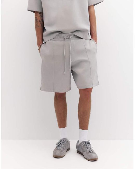 Pull&Bear White Interlock Jogger Bermuda Shorts for men