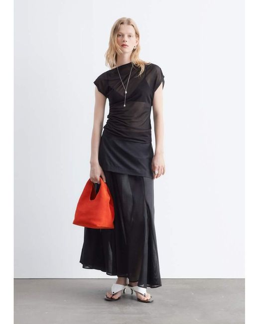 & Other Stories Blue Asymetric Ruched One Shoulder Top