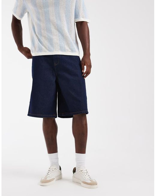 ASOS Blue Loose Denim Jorts for men