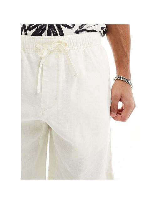 Tommy Hilfiger White Harlem Drawstring Linen Shorts for men