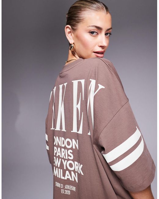 ASOS Gray Weekend Collective Icon Oversized T-shirt With Stacked Back Logo