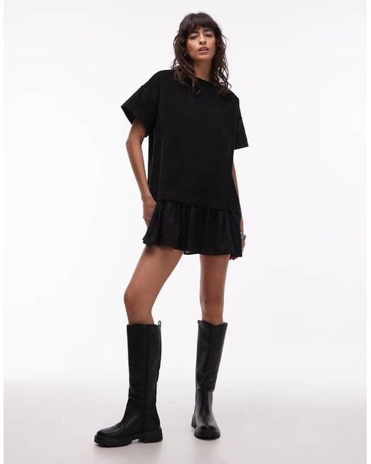 ASOS Black Cord Hybrid T-shirt Mini Dress