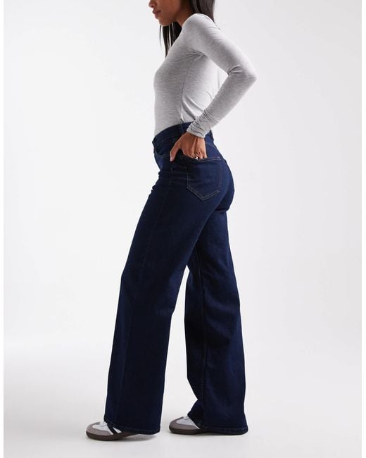 ONLY Women's Blue Hannah Extra High Waist Wide Leg Jeans