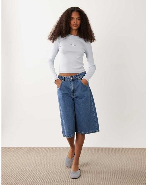 Calvin Klein Blue Monologo Long Sleeve Top