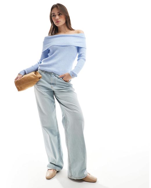 ONLY Blue – schulterfreier strickpullover