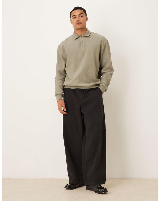ASOS Gray Relaxed Ribbed Polo for men