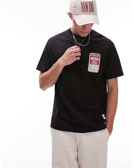 Camiseta Negra Con Gráfico Del Logo De Wwr Caterpillar de hombre de color Black